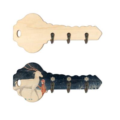 DIY créatif de sublimation en bois blanc porte-clés en forme de mur suspendu avec des crochets pour l'impression de photos de sublimation