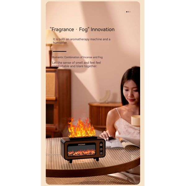 Plastic Material 3D Flame Aroma Diffuser USB Air Humidifier Fireplace Design For Hotel