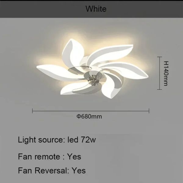 Remote Control Living Dining Table Room Bedrooms Fan Lighting Fixtures Petals led Ceiling fan light(WH-CLL-57)