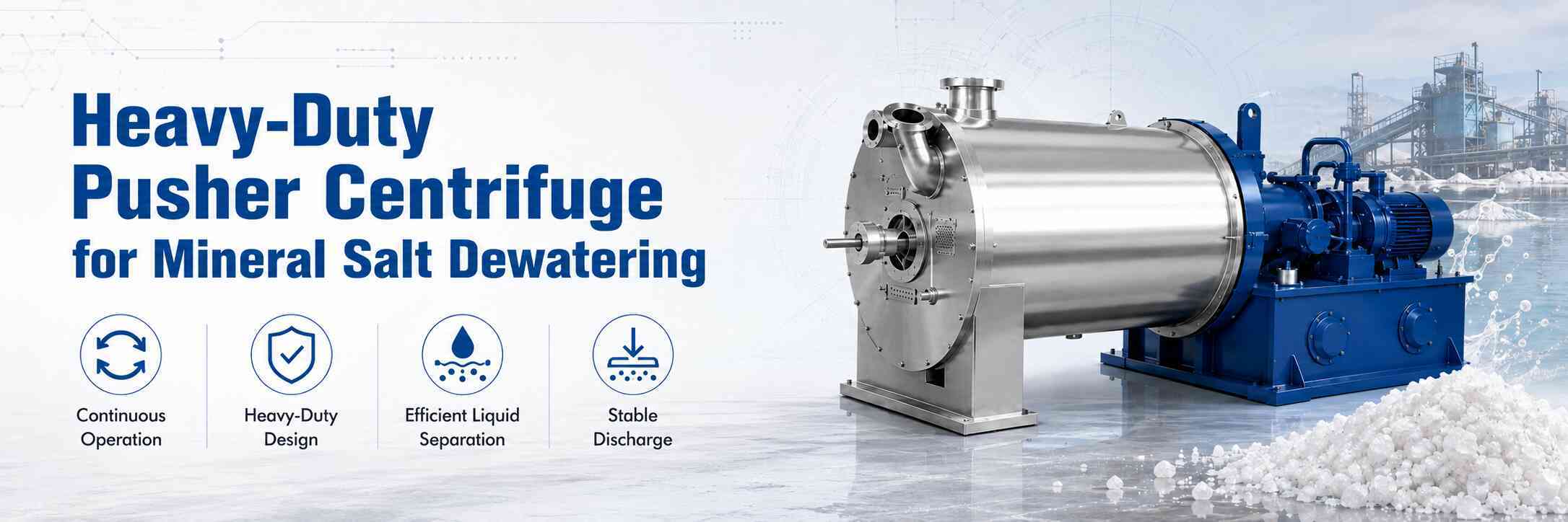 Heavy-Duty Pusher Centrifuge for Mineral Salt Dewatering