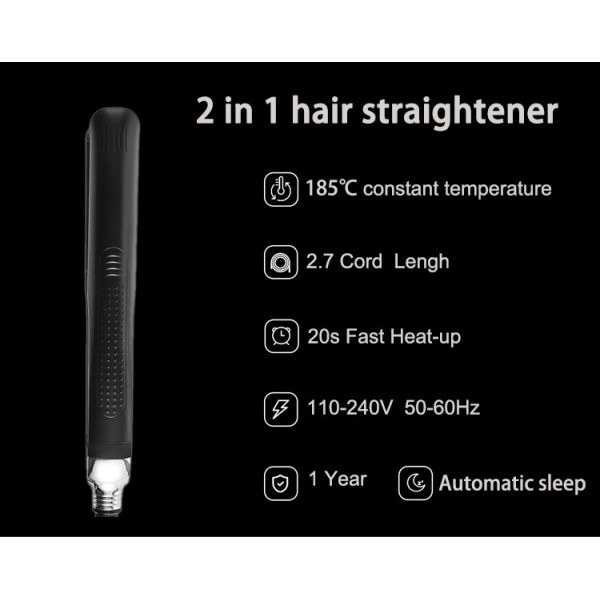 Professional Ceramic Hair Straightener USB Multi-Temperature Control Fast Heating Overheating Protection Portable Outdoor Hotel