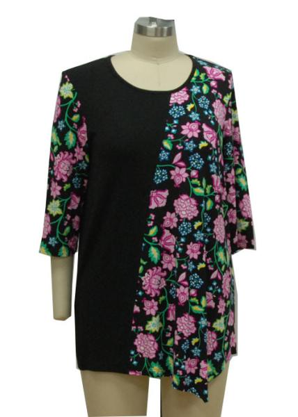 Soft Women'S Three Quarter Length Sleeve Shirts , Vintage Ladies Floral T Shirt