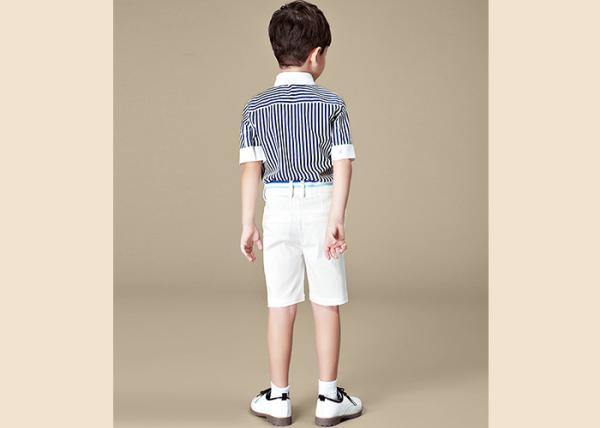 Striped Short Sleeve Bow Tie Kids' Clothes British Student Baby Shirt Shorts Set