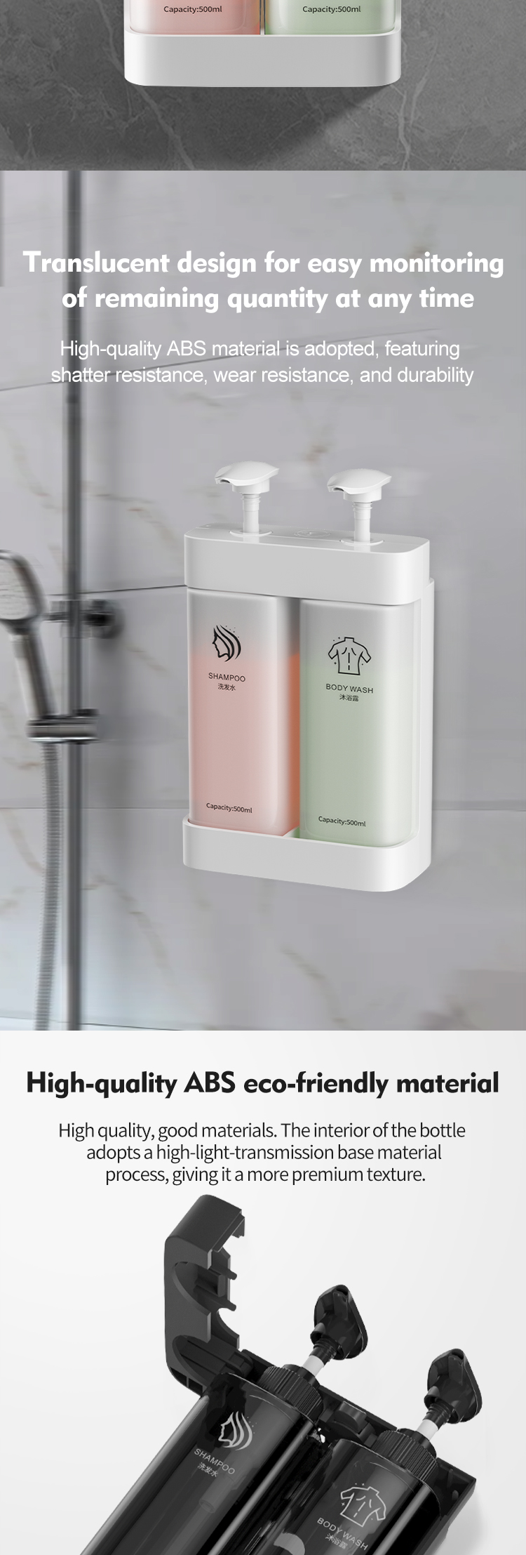 Customizable Tamper Proof Double to Triple Wall Mounted Soap Dispenser with ABS Material for Liquid Soap