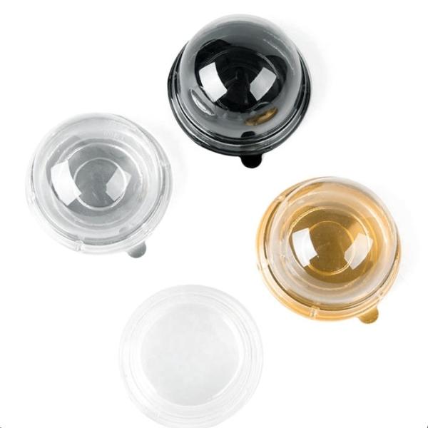 Mini oro personalizado yema de huevo pastel de una sola vez bóveda caja de embalaje de plástico PET