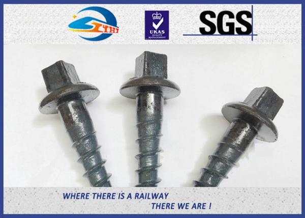 Railway Concrete Sleeper Screw Spike Ss8 Ss25 Ss35 24*160mm With Material 35# HDG Finished For Rail Fastening System