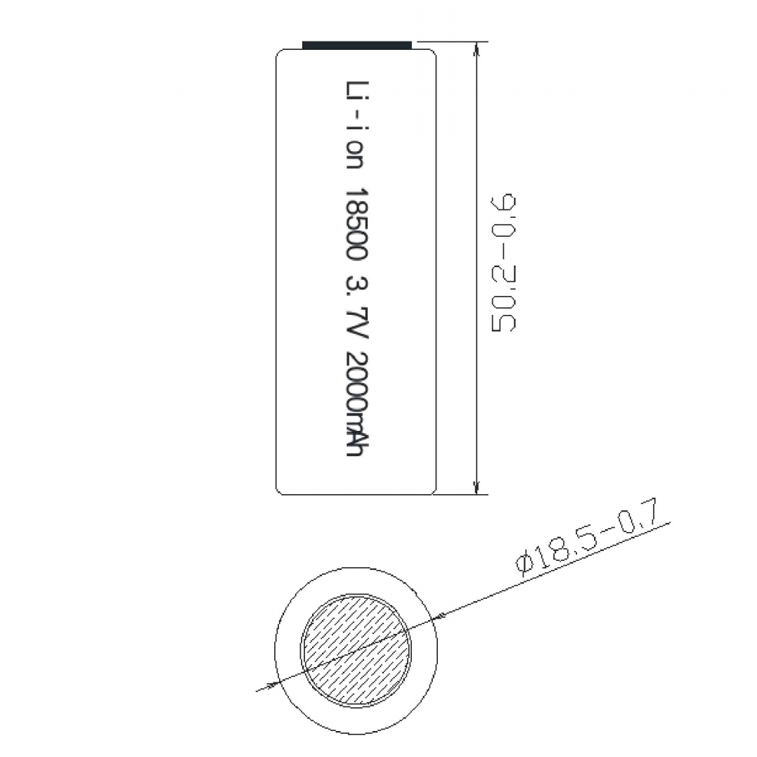 18500 3.7V 2000mAh High Capacity Cylindrical Lithium Ion Battery for Power Tools