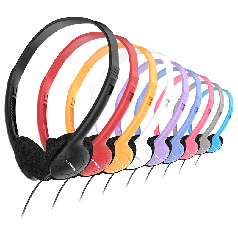 857 Lightweight wired in headphones, 3.5mm jack/C-type plug can be customized for stereo headphones, OEM/ODM customized multi-color headphones, suitable for laptops in aviation museums, school offices