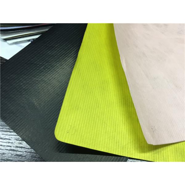 Dupont Paper Coated PU Synthetic Leather Neon Yellow Color Normal Tearing Strength