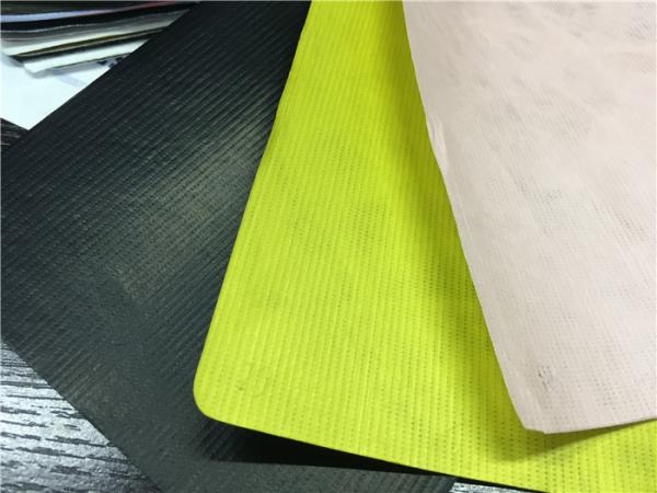 Dupont Paper Coated PU Synthetic Leather Neon Yellow Color Normal Tearing Strength