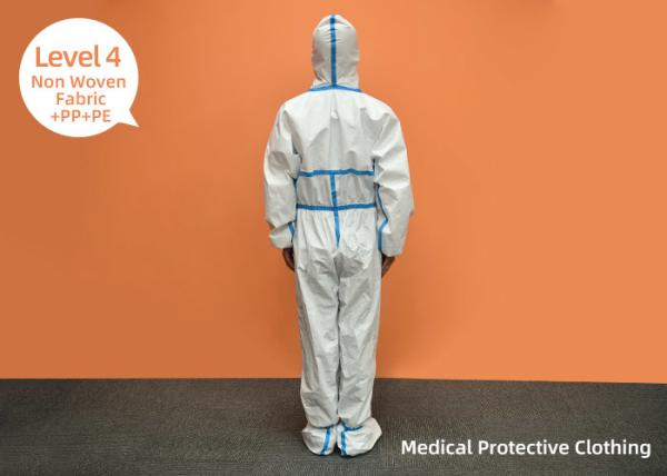 PE PP Non - Woven Fabric Protective Gowns Isolation Level 4 Disposable