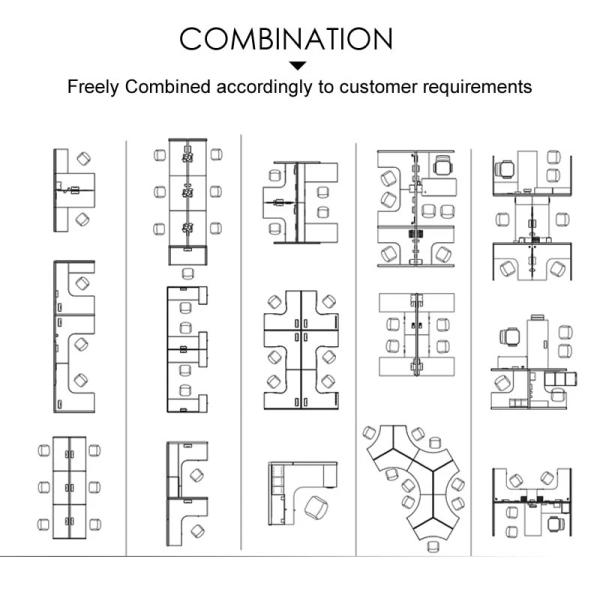 Алюминиевая рамка панель / ткань / стальная офисный стол и кресло комбинация
