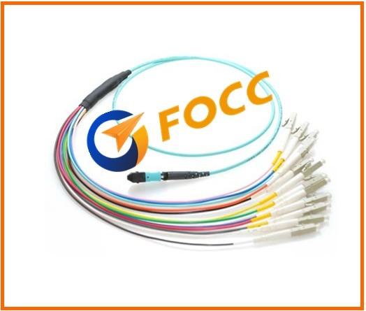 Optical OM4 MPO - LC Multimode Fiber Optic Cable Patch Cord For Telecom Device