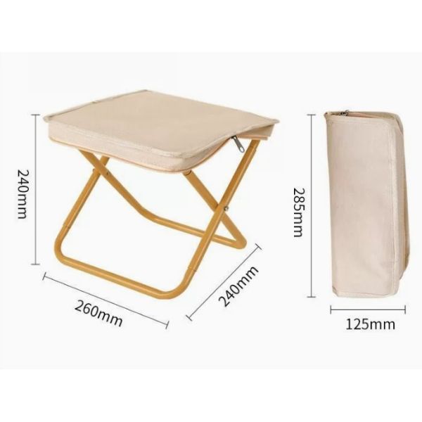 38CM Stainless Steel Camping Outdoor Chairs Portable Fishing Three Leg Folding Chair