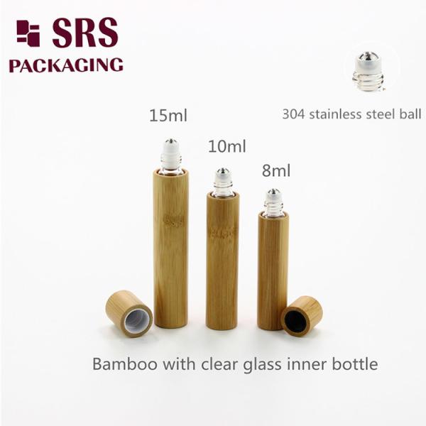 SRS Real Bamboo Cosmetic Perfume Glass Roll On Bottle 8ml 10ml 15ml