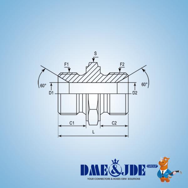 1/8 - 2 Straight BSPP Male 60° Cone Hydraulic Hose Fitting Adapters DABPM105M
