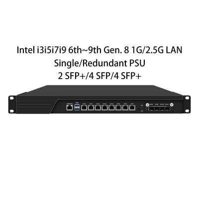 Zynshield 1U Rackmount Firewall i3i5i7 6th~9th 8 2.5G 2SFP+ 4SFP+ Bypass Redundant PCIe X8
