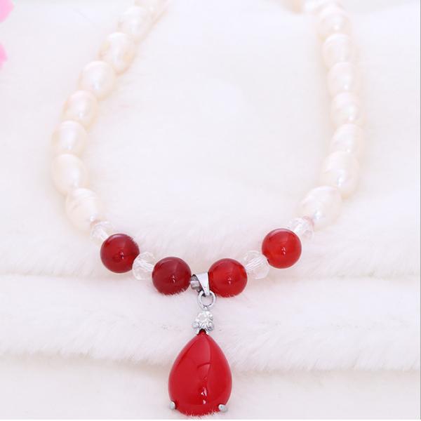 9-10mm natural freshwater pearl drops jade necklace sweater