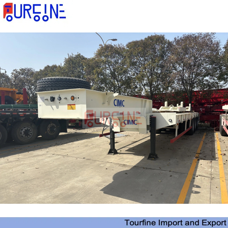 3 Axle 70 Ton Low Bed Semi Trailer For Excavator And Wheel Loader Transport