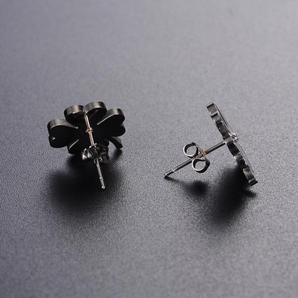 Custom fashion four leaf clover jewelry earrings stainless steel metal lucky you enamel stud earrings