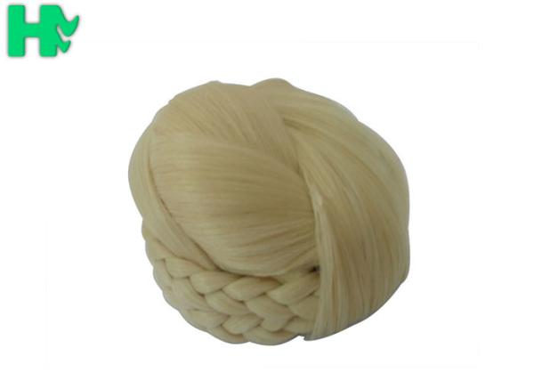 613# Golden Color Clip In Fake Hair Pieces Hand Braided Bun For White Women