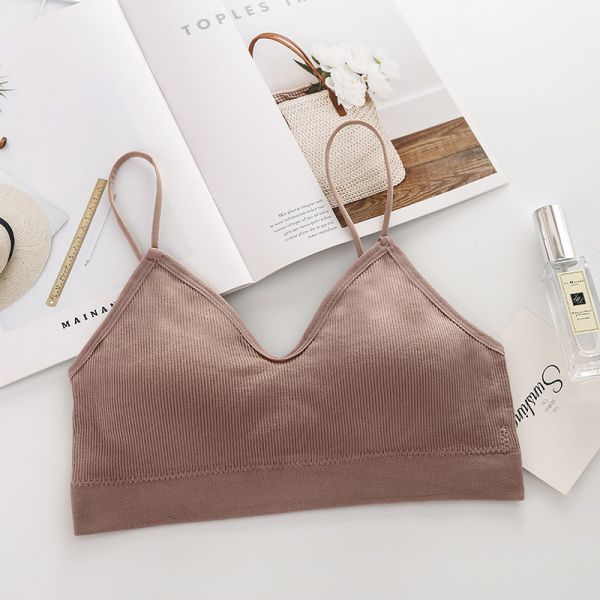 Strap Wrapped Ladies Wear Sexy Beautiful Back Small Chest Short Vest to Prevent Exposure With Chest Pad Tube Top Sports Bra
