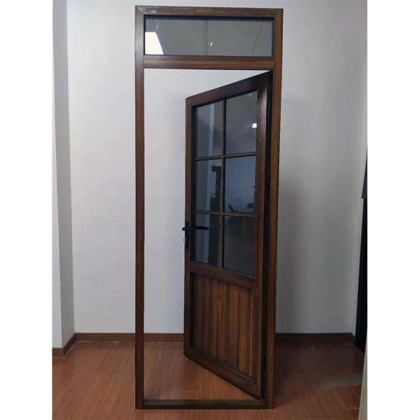 Wood Grain Color Aluminium Hinged Doors Customized Exterior Hinges Doors 5mm Glass