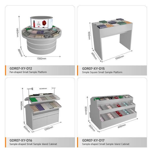 Retail Shop Display Grey Wooden Sample Island For Space-Saving Store Table And Premium Display Table