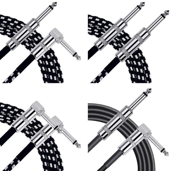 OEM 1M 1/4 Inch 6.35mm TS Right Angle Instrument Accessories Bass Amplifier Pedal Guitar Jack Patch Cable