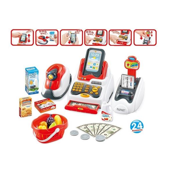 Pretend Children's Play Toys Cash Register With Scanner And Credit Card Machine