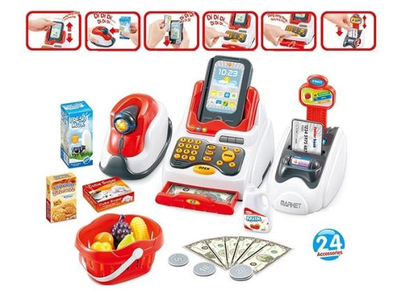 Pretend Children's Play Toys Cash Register With Scanner And Credit Card Machine