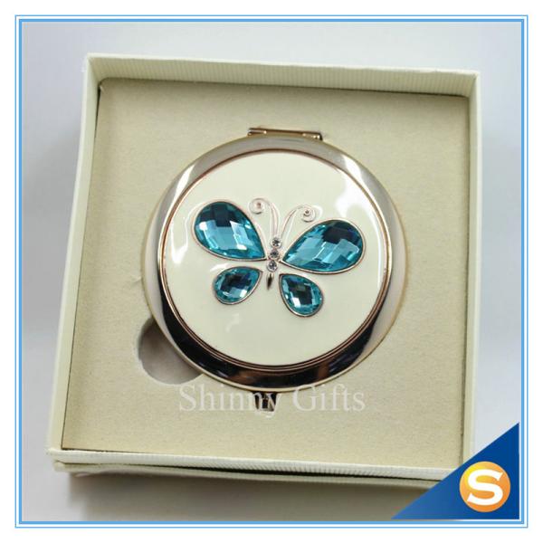 Shinny Gifts Fashionable Fancy Butterfly Design Folding Double Sides Metal Pocket Mirror