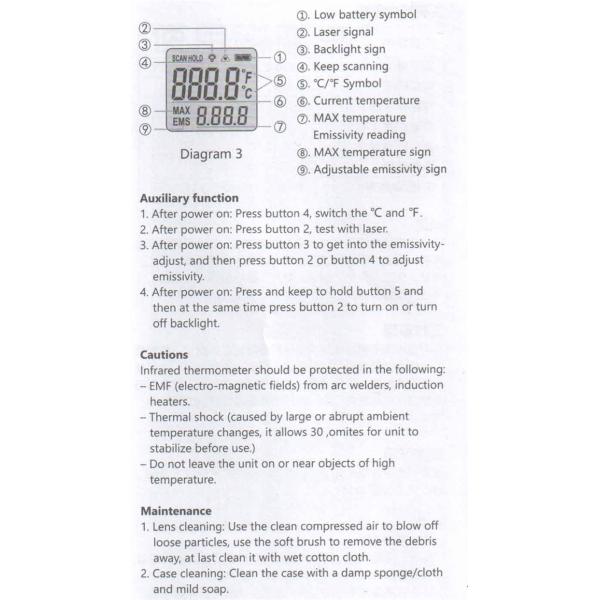 ABS Plastic IR Infrared Food Thermometer -50C - 380C For Roaster Environment Friendly