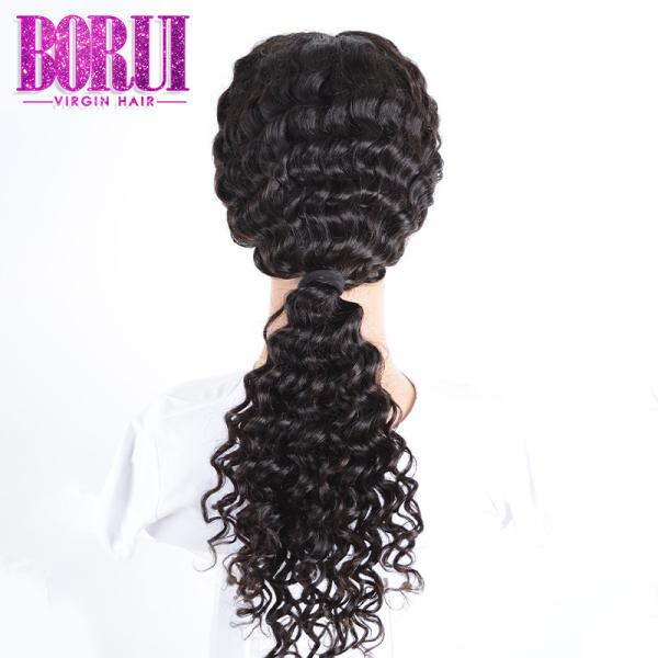 Deep Wave Human Hair Lace Front Wigs Cuticle Aligned Natural Black Swiss Lace