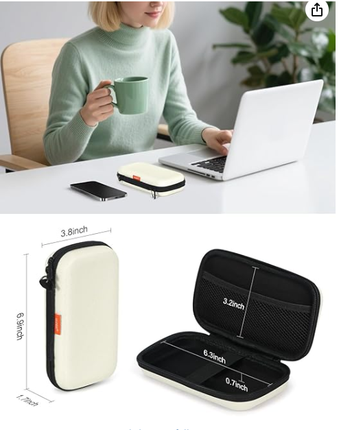 Small Hard Carrying Case, Portable Tech Organizer Pouch | Universal Storage Bag for Cable, Cord, MP3, Card, Car Key, Cash, SD Card, Tech Accessories, Zipper