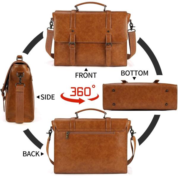 MENS MESSENGER BAG VINTAGE 15.6 INCH WATERPROOF LEATHER LAPTOP BRIEFCASE LARGE SATCHEL SHOULDER BAG RETRO OFFICE COLLEGE