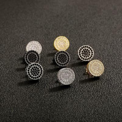 Black Zirconium Copper Earrings  Round Diamond Earrings 3.5g