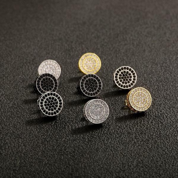 Black Zirconium Copper Earrings  Round Diamond Earrings 3.5g