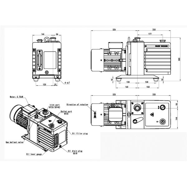 0.5Pa Oil Rotary Vane Vacuum Pump 24m³/h,model DRV24