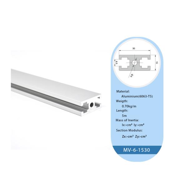 6m Length 0.7kgs/m 6063 Extruded Aluminum Profile