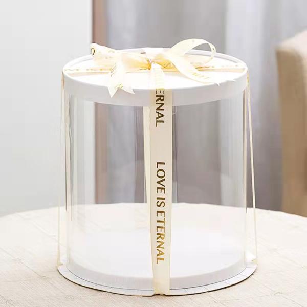 Прозрачные круглые высокие прозрачные пластиковые одноразовые контейнеры для тортов для свадебного дня рождения