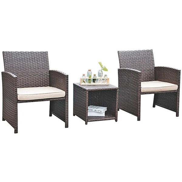 PE Wicker UV Resistant Rattan Table And Chairs For Coffee Shop