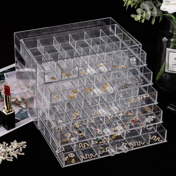 Clear Jewelry Organizer, Durable Jewelry Box With 5 Drawers, Jewelry Organizer Box, Earring Jewelry Organizer