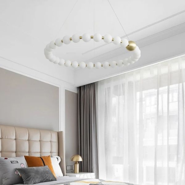 Round Ring Hanging Lamp Frosted Ball Ceiling Chandelier High Quality Living Room Dining Room Hanging Light (WH-AP-666)