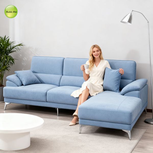 Right Facing Microfiber Corduroy L Shaped Sectional Sofa Couch 80 Inch