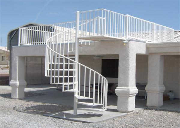 White Stainless Steel Spiral Staircase , Strong Spiral Stairs For Small Spaces