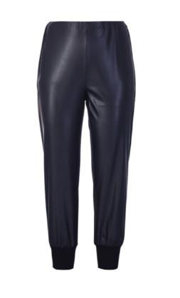 Stretchy Slim Fit Trousers Womens Pu Jersey Legging In Two Fabric Casual Type