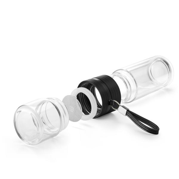 Office Borosilicate Double Glass Water Bottle Tea Infuser With Strainer