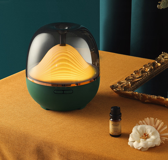 600ml Wholesale Decorative Wireless Wood Grain Ultrasonic Scented Essential Oil Room Aroma Diffuser Colorful LED Light