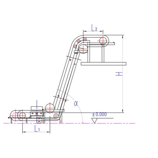 Rubber Cleated Belt Flat Roller Closed Side Wall Conveyor 650mm